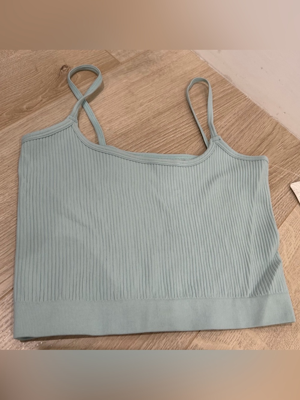 Ribbed Spaghetti Strap Camisole Tank - Light Blue